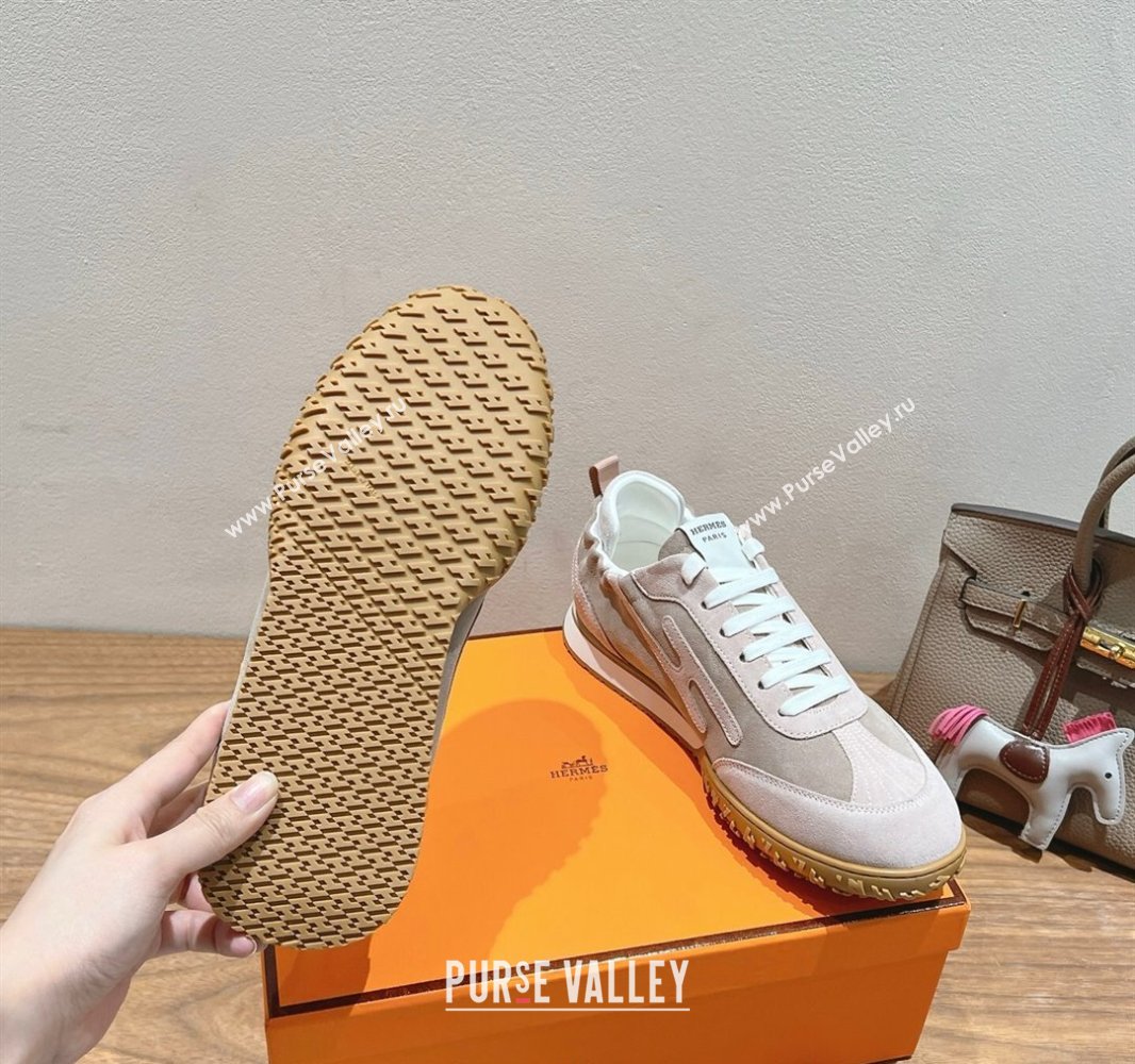 Hermes Jet Sneakers in Suede Goatskin Powder Pink 2025 0418 (XC-250418178)