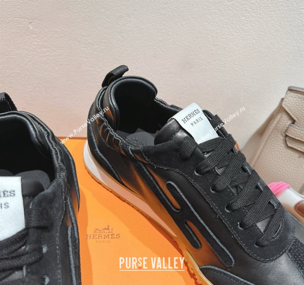Hermes Jet Sneakers in Suede and Calfskin Black 2025 0418 (XC-250418185)