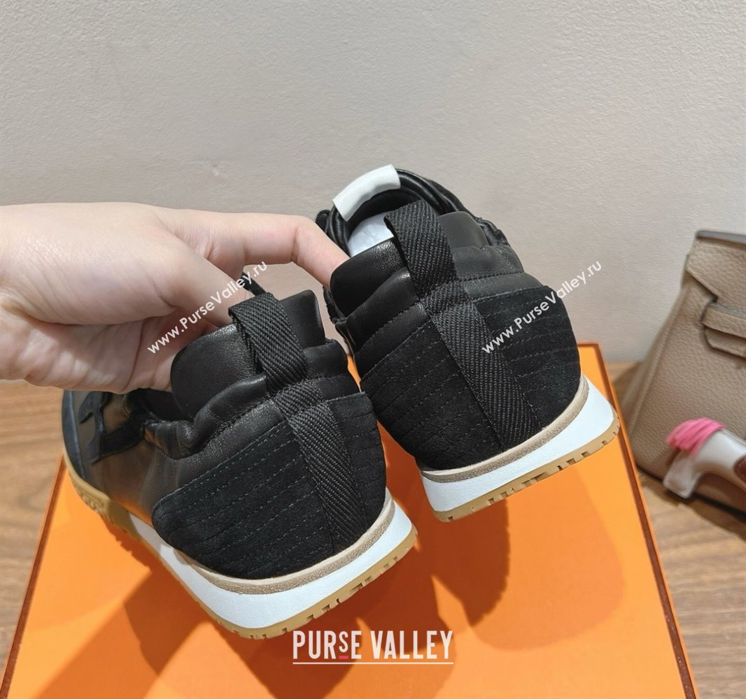 Hermes Jet Sneakers in Suede and Calfskin Black 2025 0418 (XC-250418185)