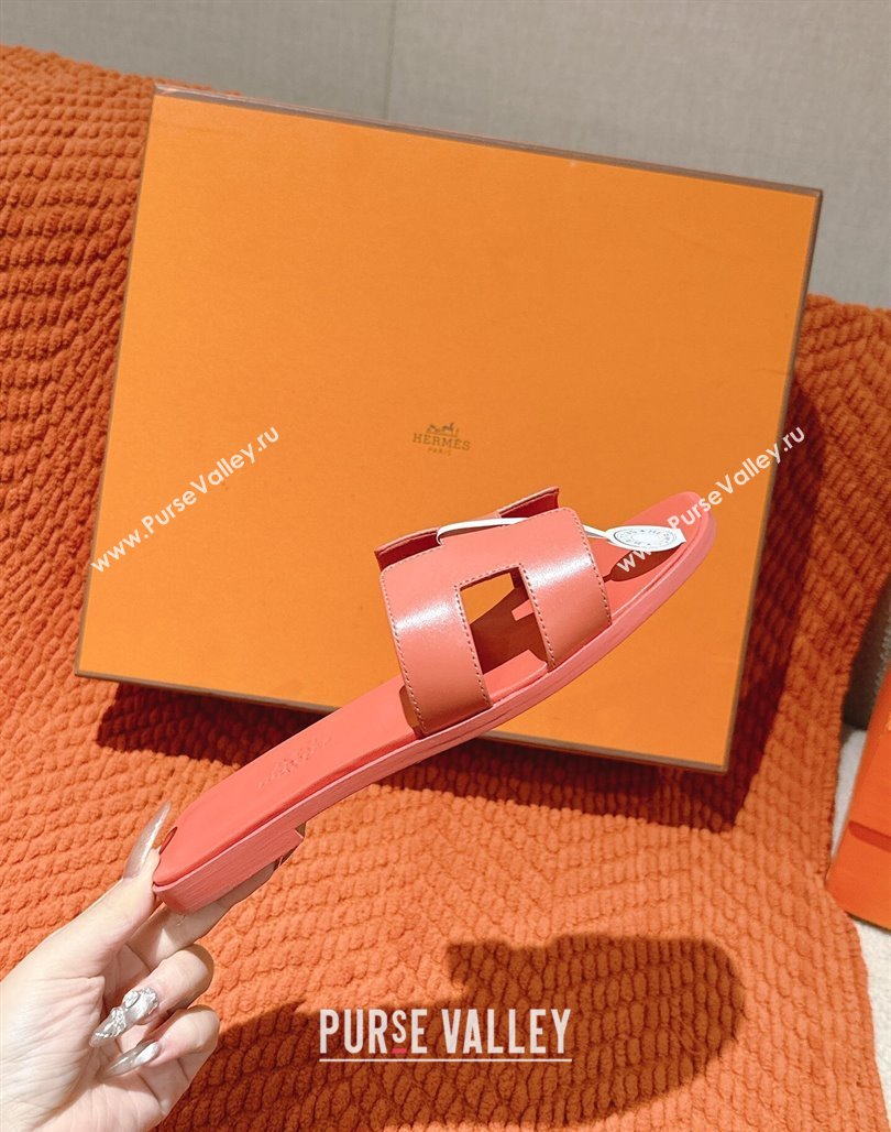 Hermes Oran Classic Flat Slides Sandal in Smooth Calfskin Pink2 2025 0421 (MD-250421060)
