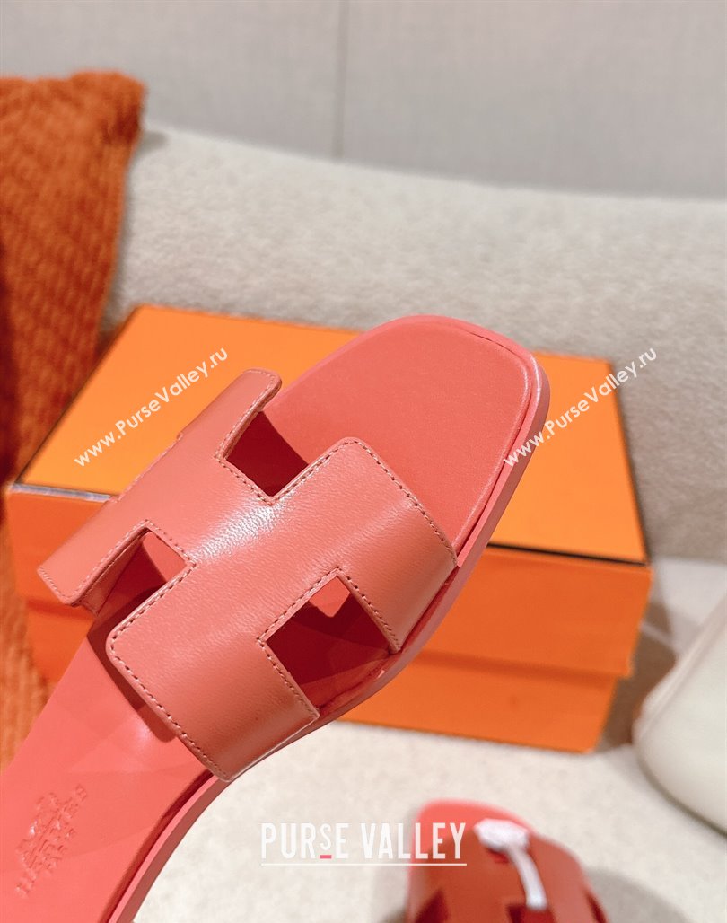Hermes Oran Classic Flat Slides Sandal in Smooth Calfskin Pink2 2025 0421 (MD-250421060)