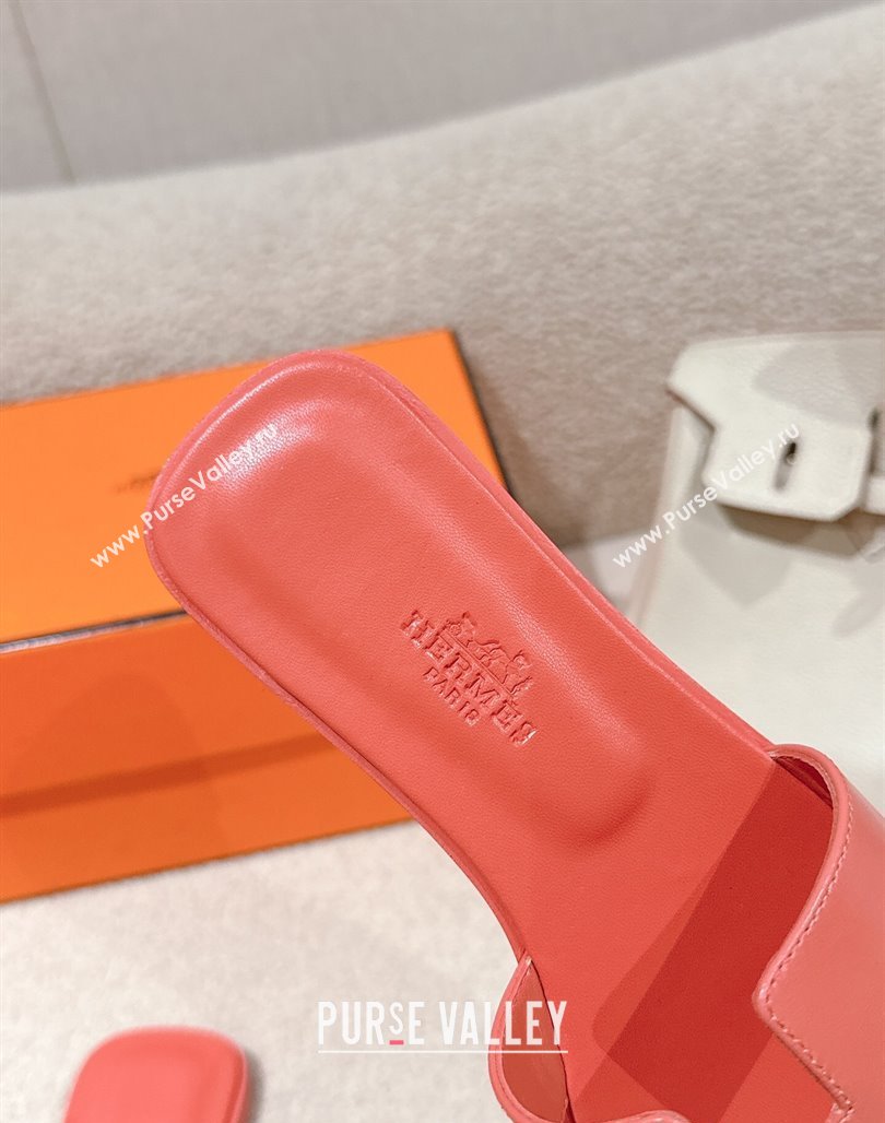 Hermes Oran Classic Flat Slides Sandal in Smooth Calfskin Pink2 2025 0421 (MD-250421060)
