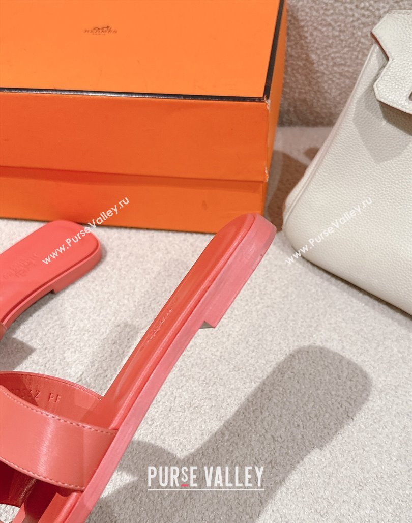 Hermes Oran Classic Flat Slides Sandal in Smooth Calfskin Pink2 2025 0421 (MD-250421060)
