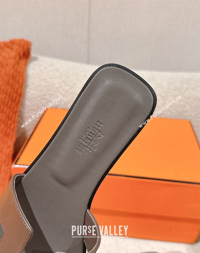 Hermes Oran Classic Flat Slides Sandal in Smooth Calfskin Grey2 2025 0421 (MD-250421070)