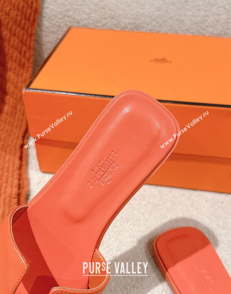 Hermes Oran Classic Flat Slides Sandal in Smooth Calfskin Orange 2025 0421 (MD-250421071)