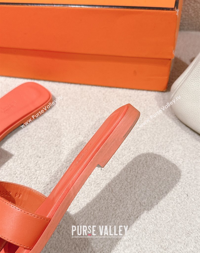 Hermes Oran Classic Flat Slides Sandal in Smooth Calfskin Orange 2025 0421 (MD-250421071)
