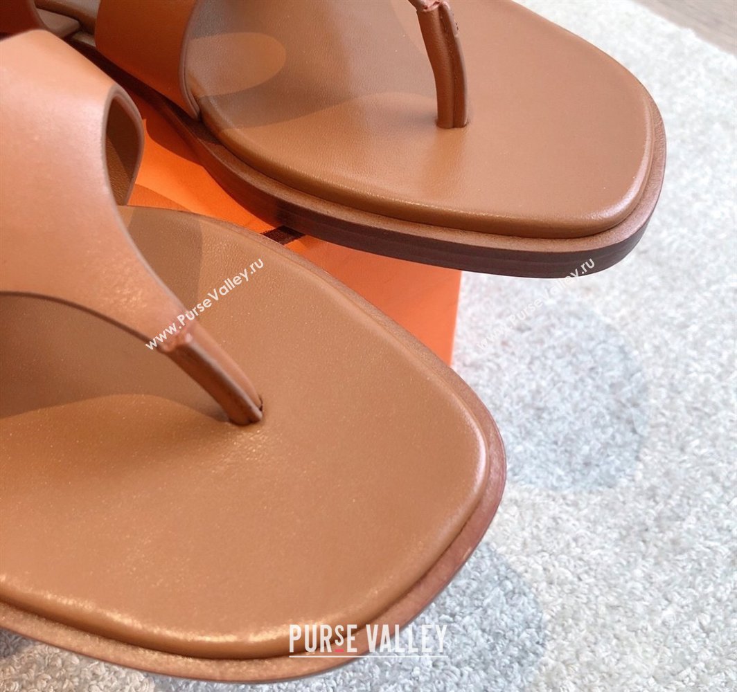 Hermes Karen Flat Sandals in Calfskin Leather Brown 2025 0421 (MD-250421078)