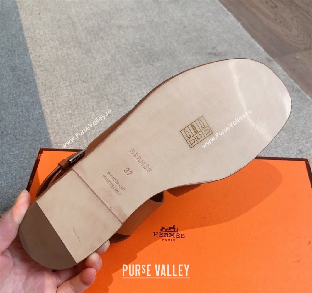 Hermes Karen Flat Sandals in Calfskin Leather Brown 2025 0421 (MD-250421078)