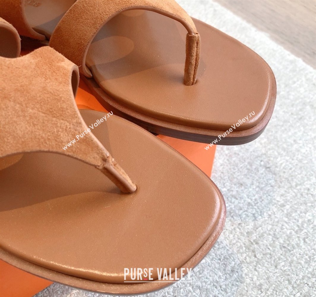 Hermes Karen Flat Sandals in Suede Brown 2025 0421 (MD-250421081)