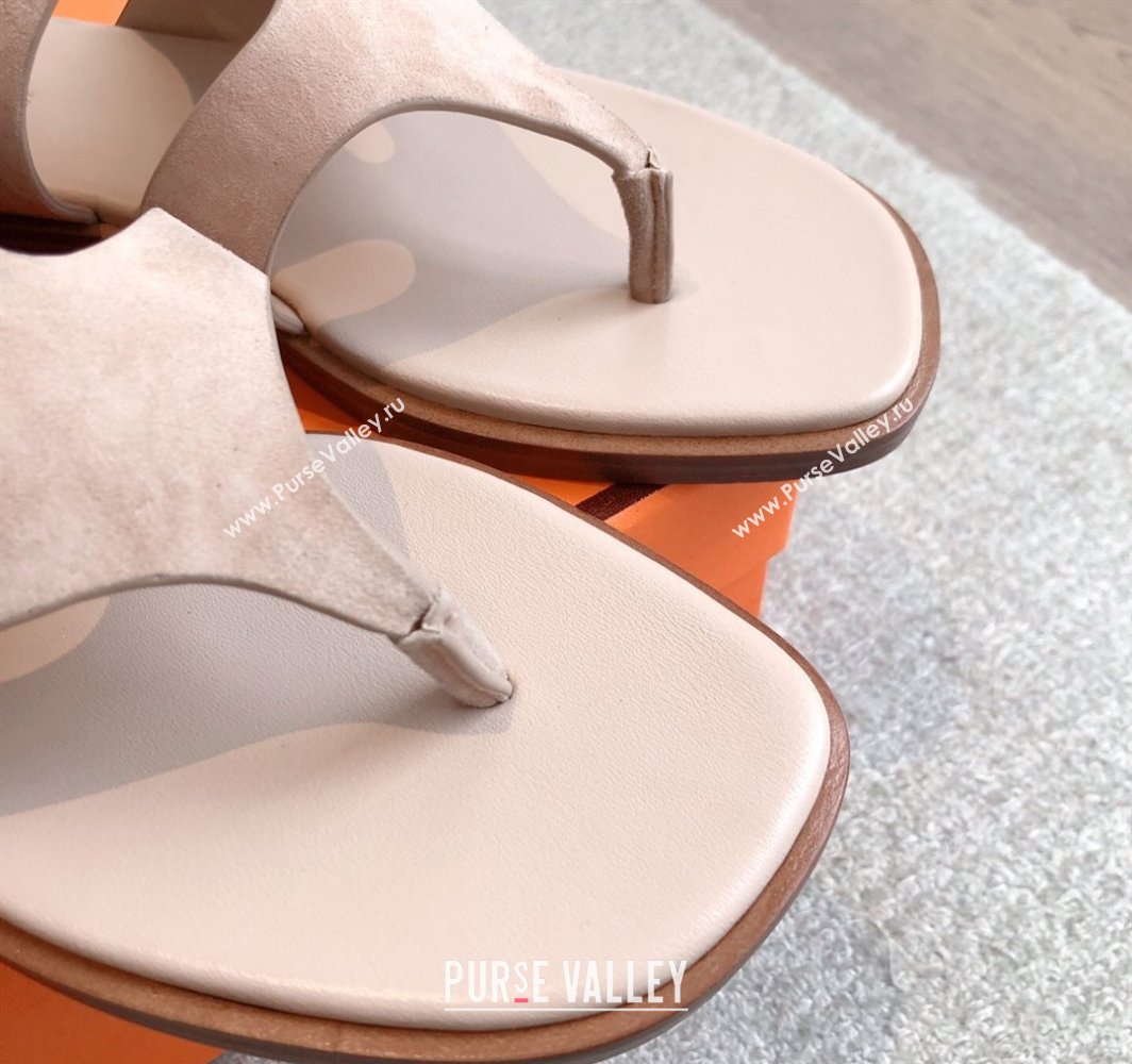 Hermes Karen Flat Sandals in Suede Light Pink 2025 0421 (MD-250421082)