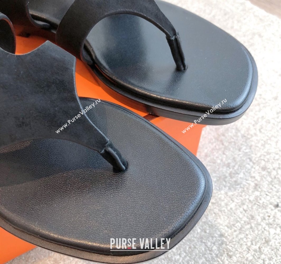 Hermes Karen Flat Sandals in Suede Black 2025 0421 (MD-250421083)