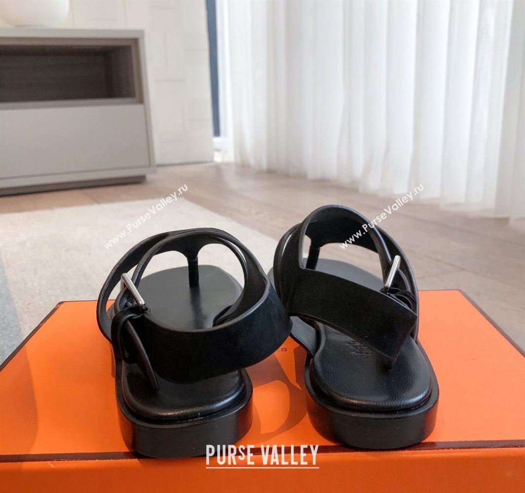 Hermes Karen Flat Sandals in Suede Black 2025 0421 (MD-250421083)