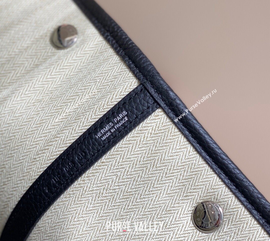 Hermes Garden Party Bag 36cm in Canvas and Grained Leather Beige/Black 20250522 (FL-250522069)