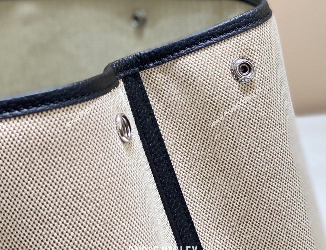 Hermes Garden Party Bag 36cm in Canvas and Grained Leather Beige/Black 20250522 (FL-250522069)