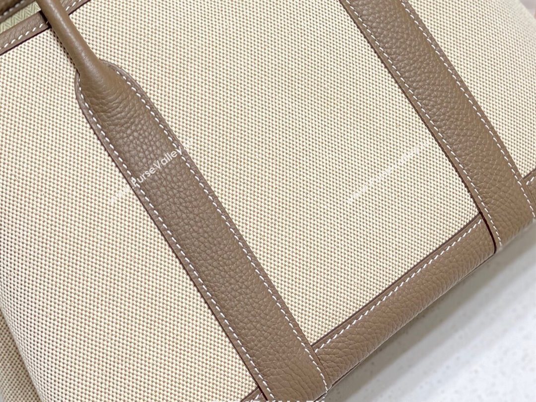 Hermes Garden Party Bag 30cm in Canvas and Grained Leather Beige/Elephant Grey 20250522 (FL-250522064)