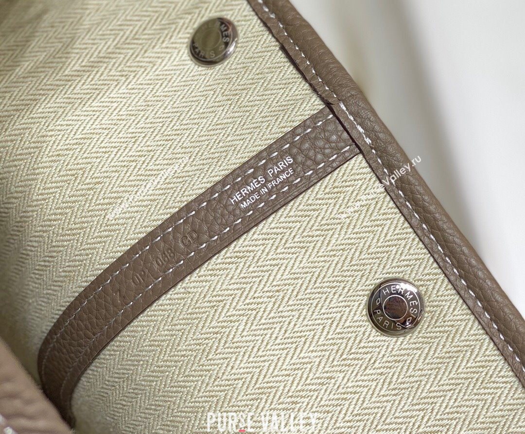 Hermes Garden Party Bag 30cm in Canvas and Grained Leather Beige/Elephant Grey 20250522 (FL-250522064)