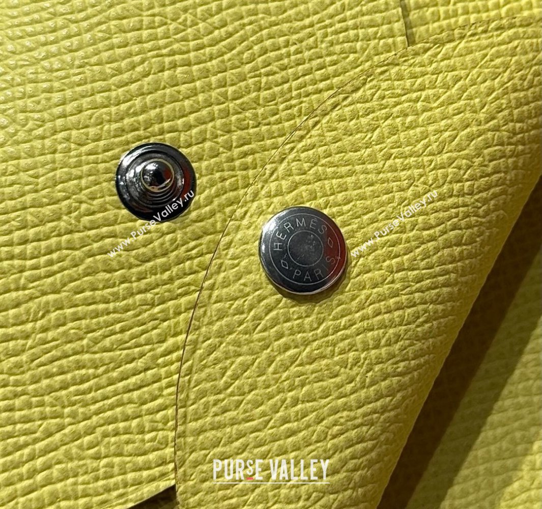 Hermes Calvi Duo Compact Card Holder Wallet in Epsom Leather Chick Yellow 2025 (FL-250522090)