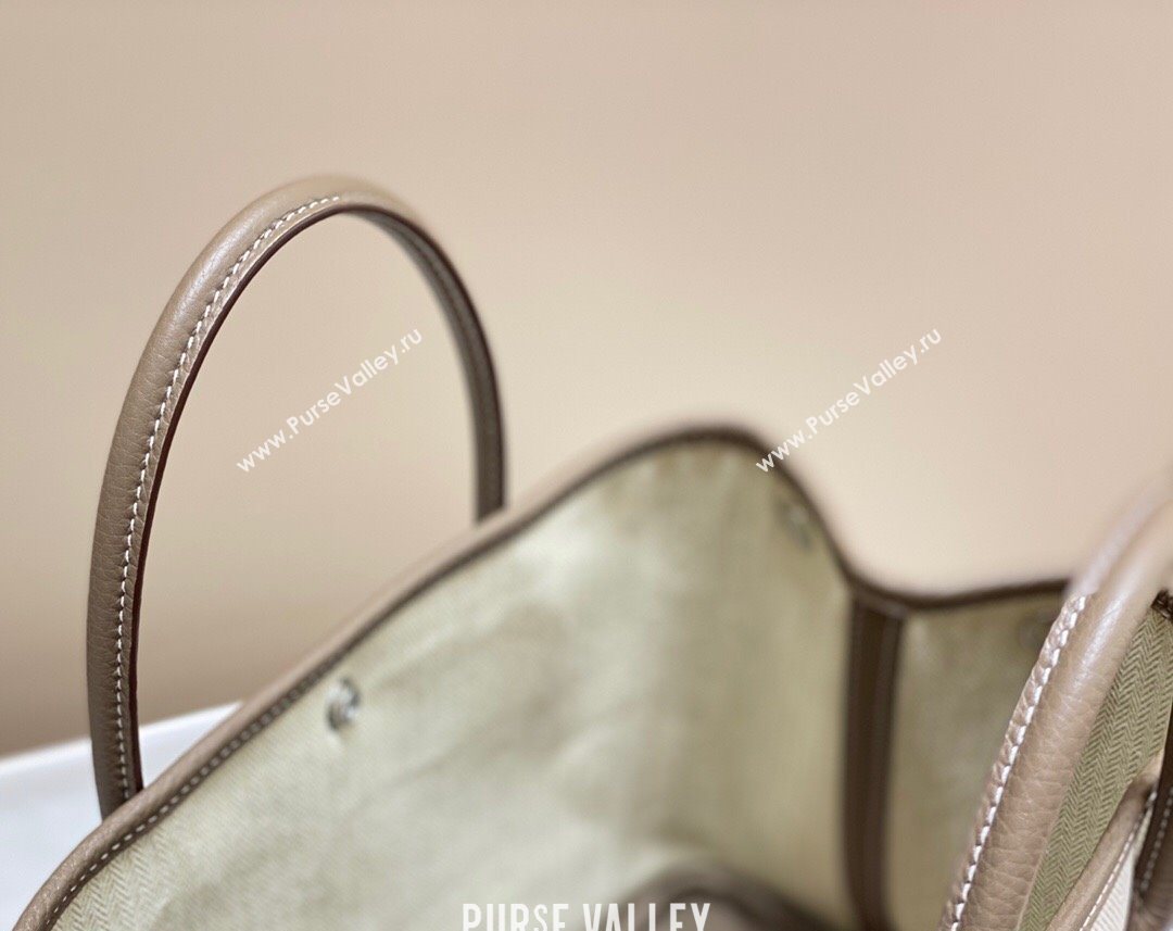 Hermes Garden Party Bag 30cm in Canvas and Grained Leather Beige/Elephant Grey 20250522 (FL-250522064)