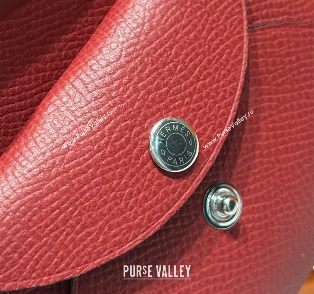 Hermes Calvi Duo Compact Card Holder Wallet in Epsom Leather Stone Red 2025 (FL-250522093)