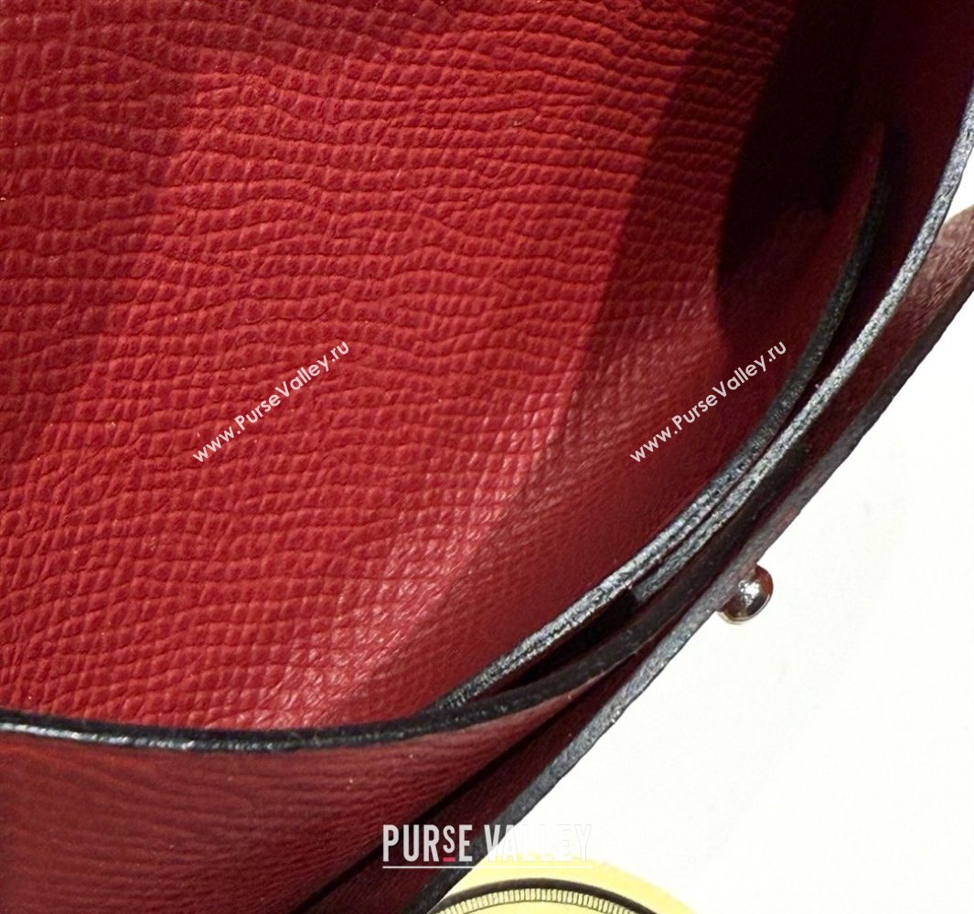 Hermes Calvi Duo Compact Card Holder Wallet in Epsom Leather Stone Red 2025 (FL-250522093)