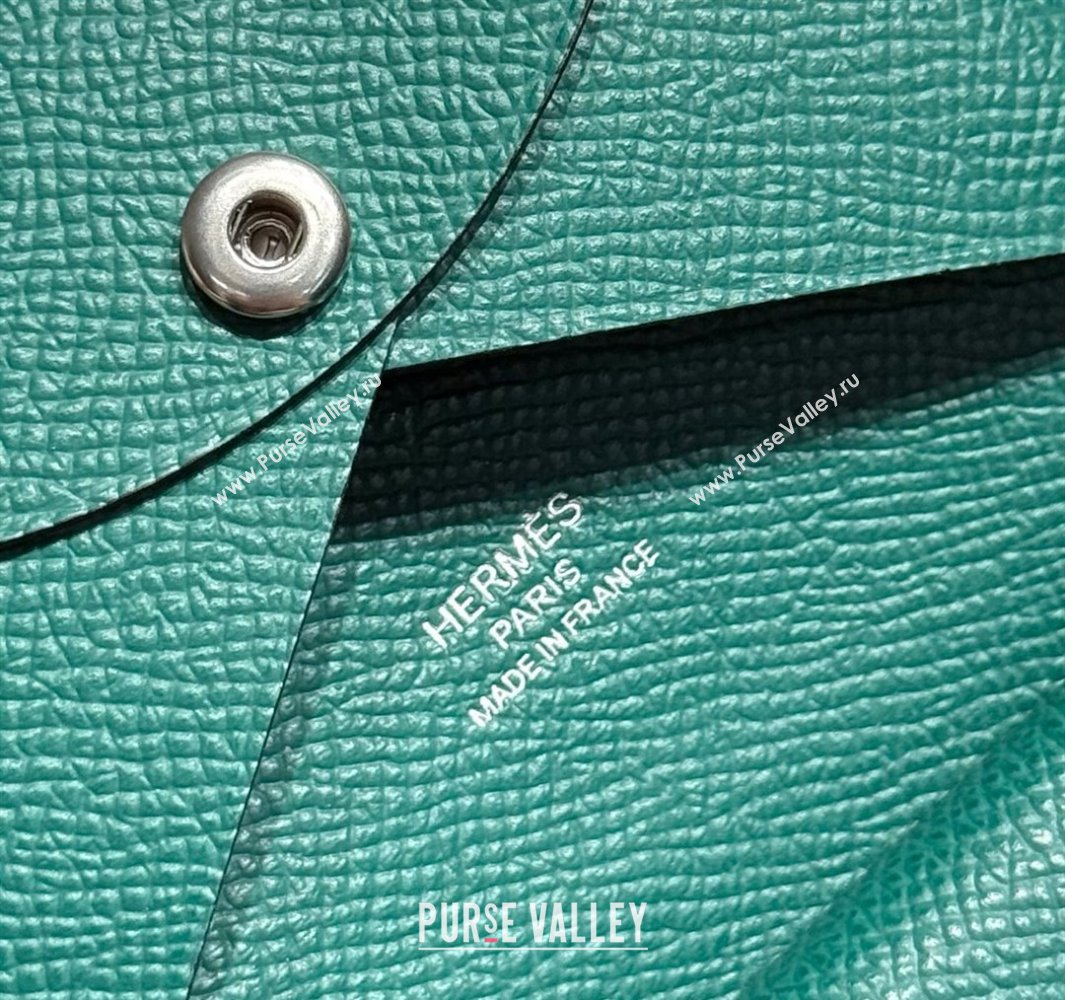 Hermes Calvi Duo Compact Card Holder Wallet in Epsom Leather Emeral Green 2025 (FL-250522095)