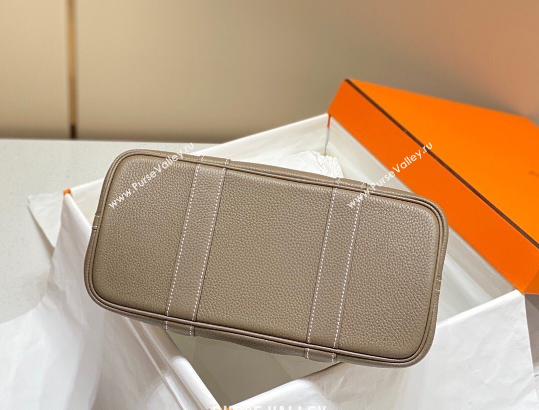 Hermes Garden Party Bag 30cm in Canvas and Grained Leather Beige/Elephant Grey 20250522 (FL-250522064)