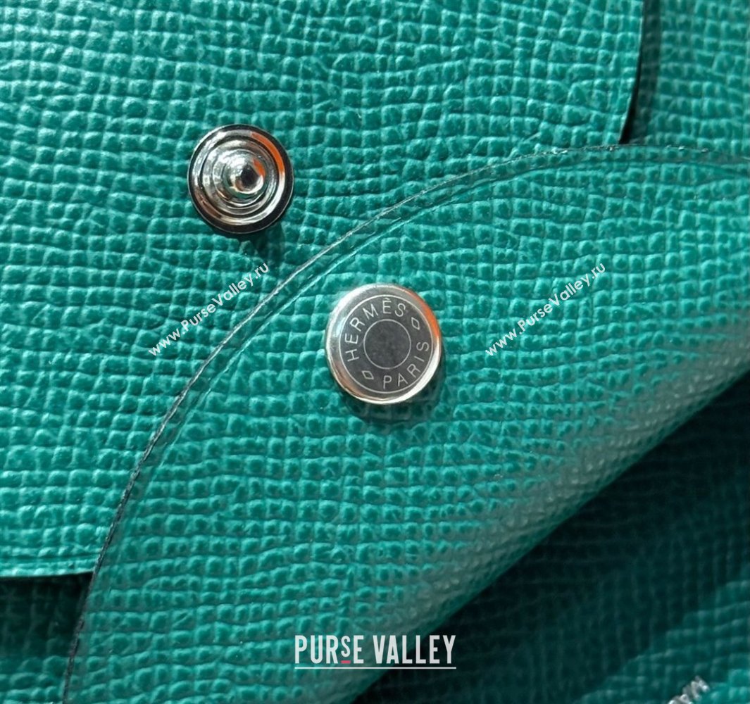 Hermes Calvi Duo Compact Card Holder Wallet in Epsom Leather Emeral Green 2025 (FL-250522095)