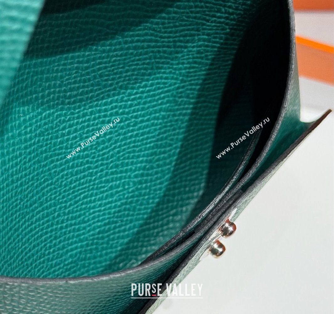 Hermes Calvi Duo Compact Card Holder Wallet in Epsom Leather Emeral Green 2025 (FL-250522095)