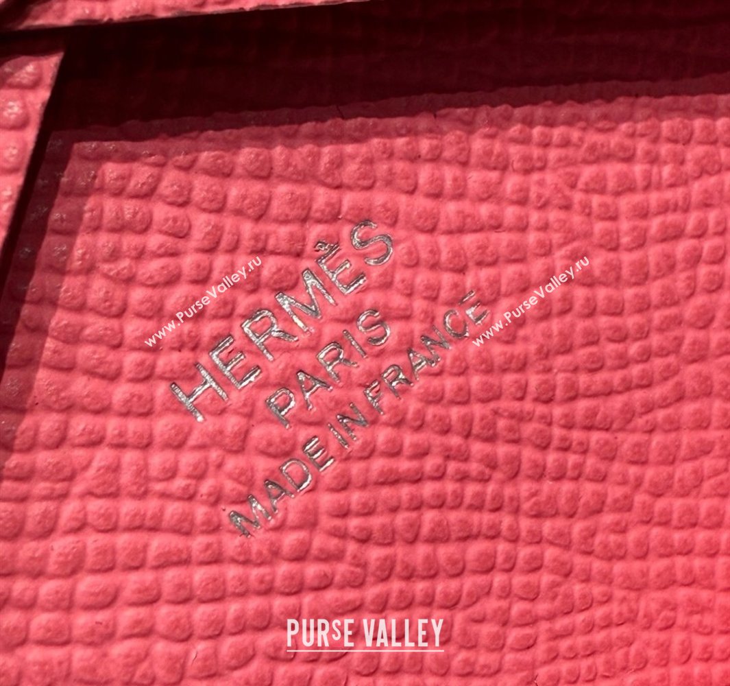 Hermes Calvi Duo Compact Card Holder Wallet in Epsom Leather Lipstick Pink 2025 (FL-250522097)