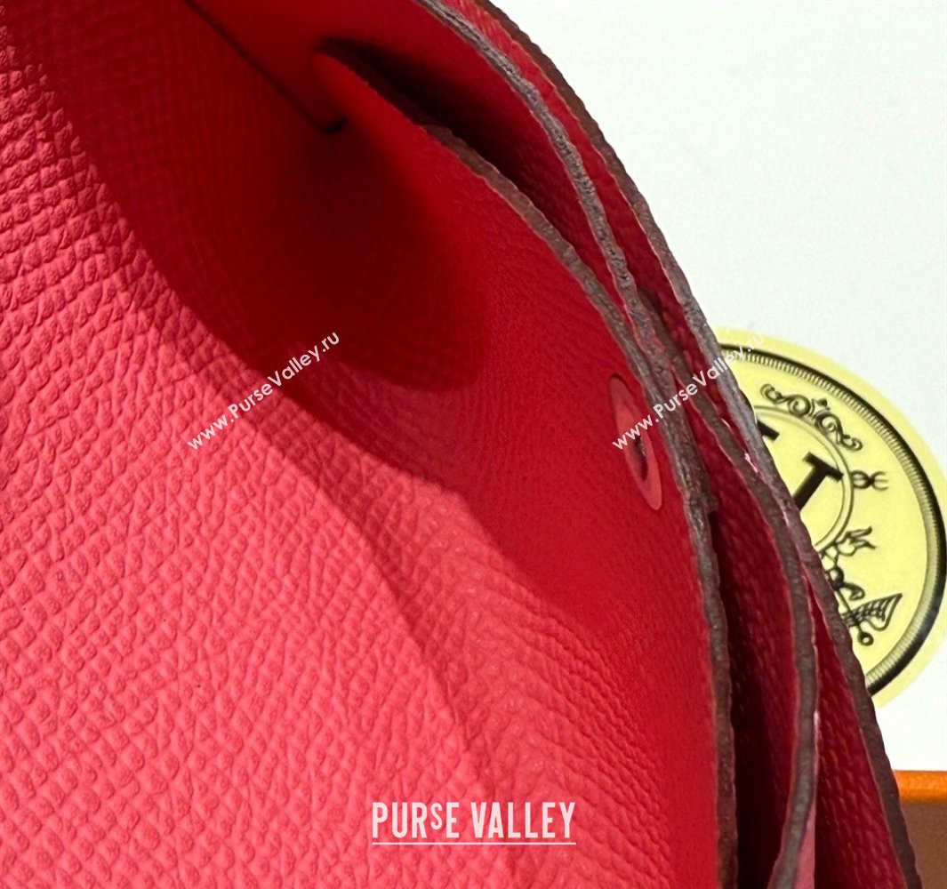 Hermes Calvi Duo Compact Card Holder Wallet in Epsom Leather Lipstick Pink 2025 (FL-250522097)