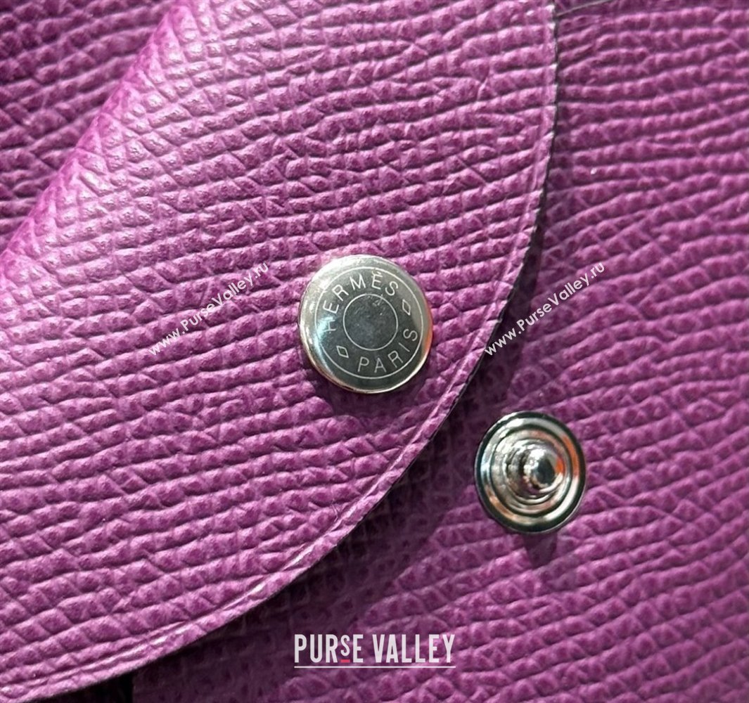Hermes Calvi Duo Compact Card Holder Wallet in Epsom Leather Sea Anemone Purple 2025 (FL-250522098)
