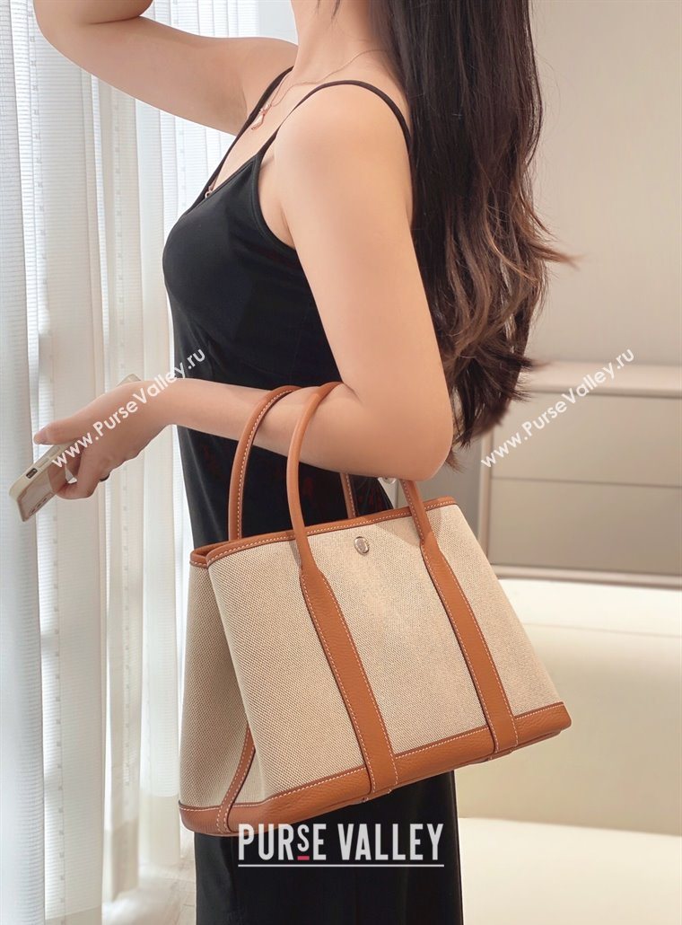 Hermes Garden Party Bag 30cm in Canvas and Grained Leather Beige/Brown 20250522 (FL-250522065)