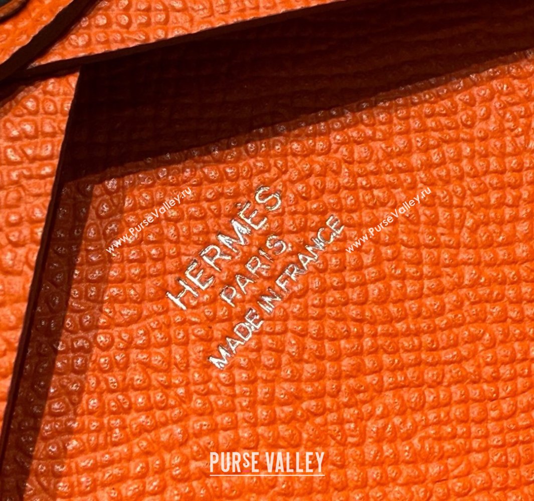 Hermes Calvi Duo Compact Card Holder Wallet in Epsom Leather Orange 2025 (FL-250522100)
