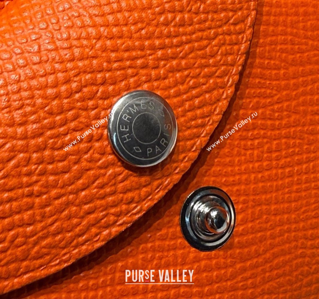 Hermes Calvi Duo Compact Card Holder Wallet in Epsom Leather Orange 2025 (FL-250522100)