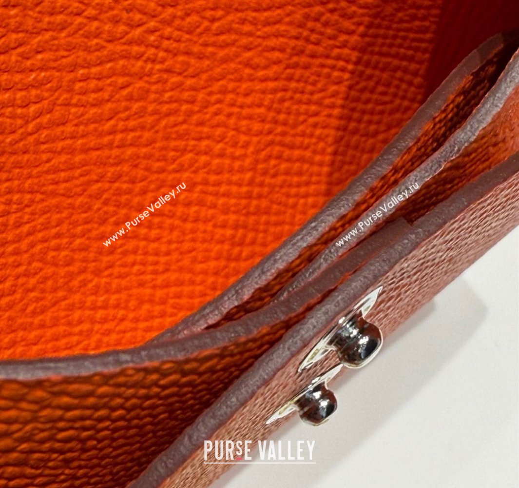 Hermes Calvi Duo Compact Card Holder Wallet in Epsom Leather Orange 2025 (FL-250522100)