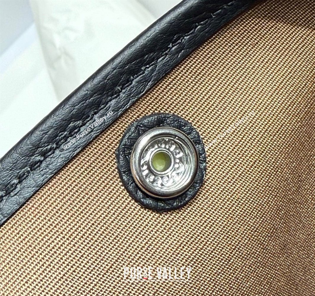 Hermes Garden Party Bag 30cm in Canvas and Grained Leather Sesame Brown/Black 2025 (Half Handmade) (FL-250522073)