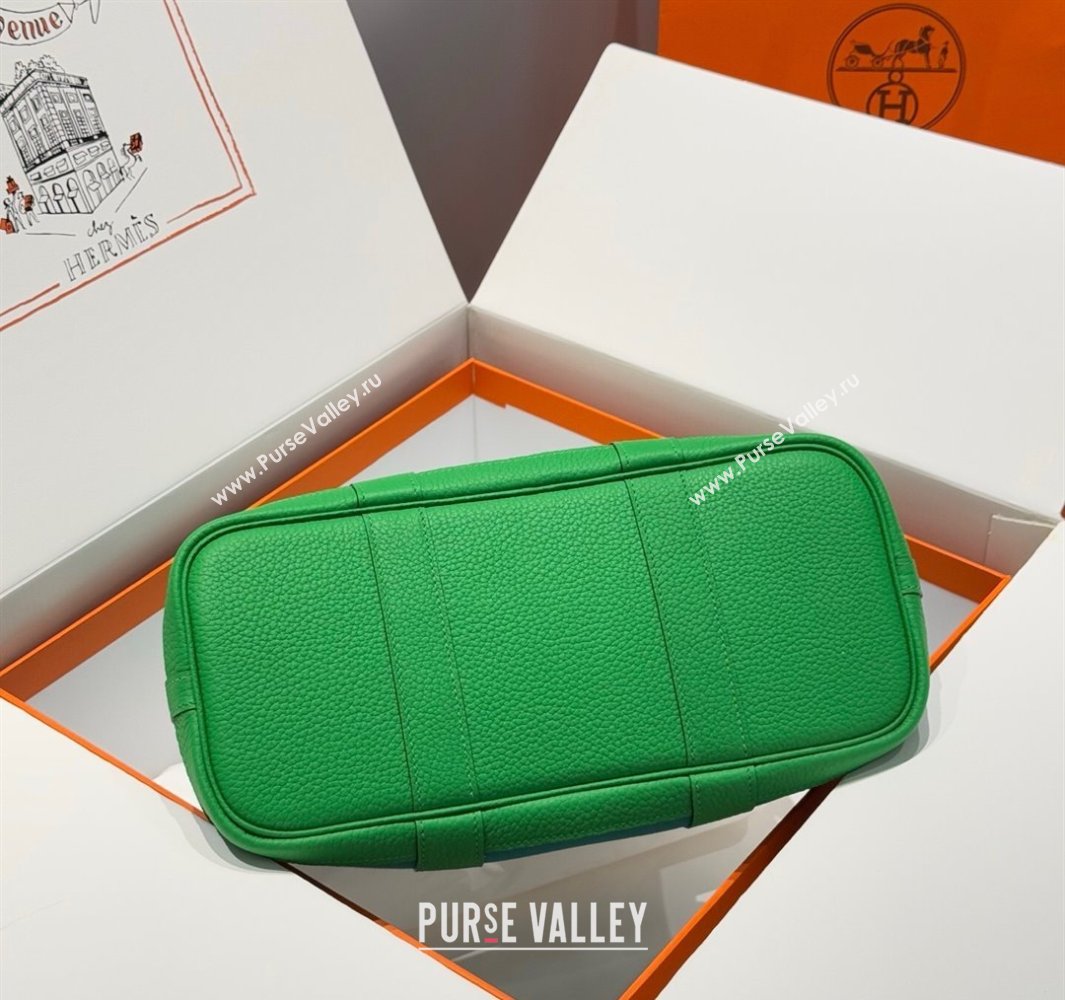 Hermes Garden Party Bag 30cm in Canvas and Grained Leather Bamboo/Imperial Green 2025 (Half Handmade) (FL-250522074)