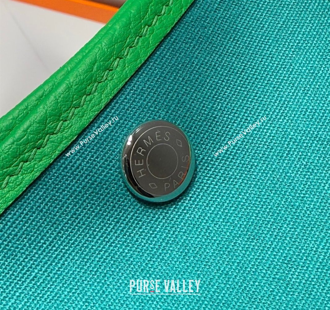 Hermes Garden Party Bag 30cm in Canvas and Grained Leather Bamboo/Imperial Green 2025 (Half Handmade) (FL-250522074)