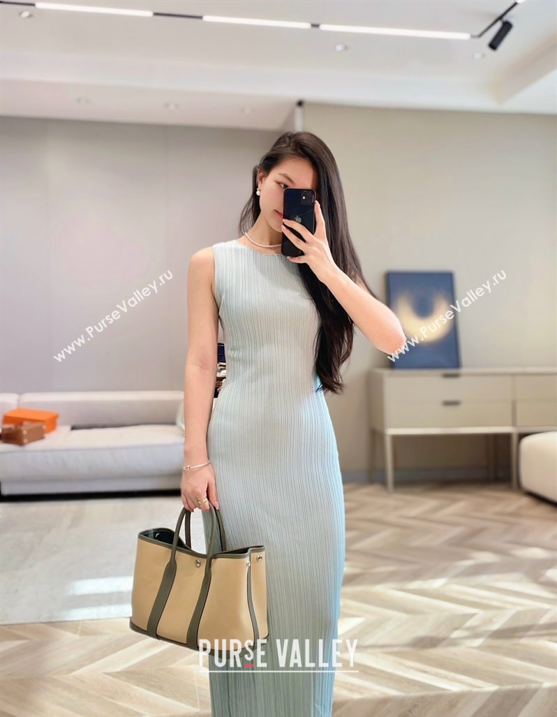 Hermes Garden Party Bag 30cm in Canvas and Grained Leather Cream Beige/Cloud Grey 2025 (Half Handmade) (FL-250522076)