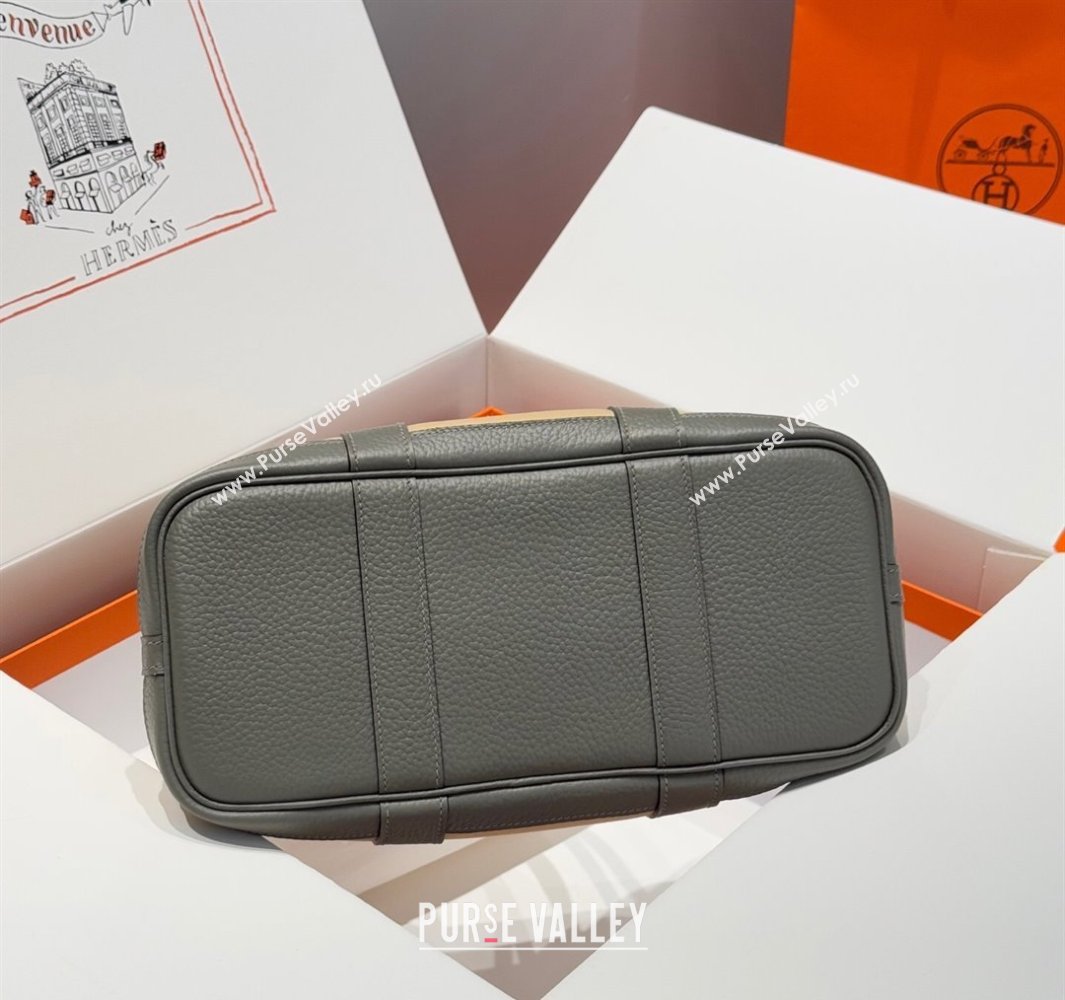 Hermes Garden Party Bag 30cm in Canvas and Grained Leather Cream Beige/Cloud Grey 2025 (Half Handmade) (FL-250522076)