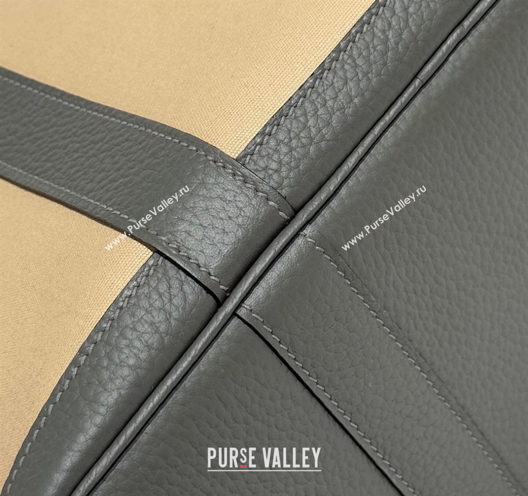 Hermes Garden Party Bag 30cm in Canvas and Grained Leather Cream Beige/Cloud Grey 2025 (Half Handmade) (FL-250522076)