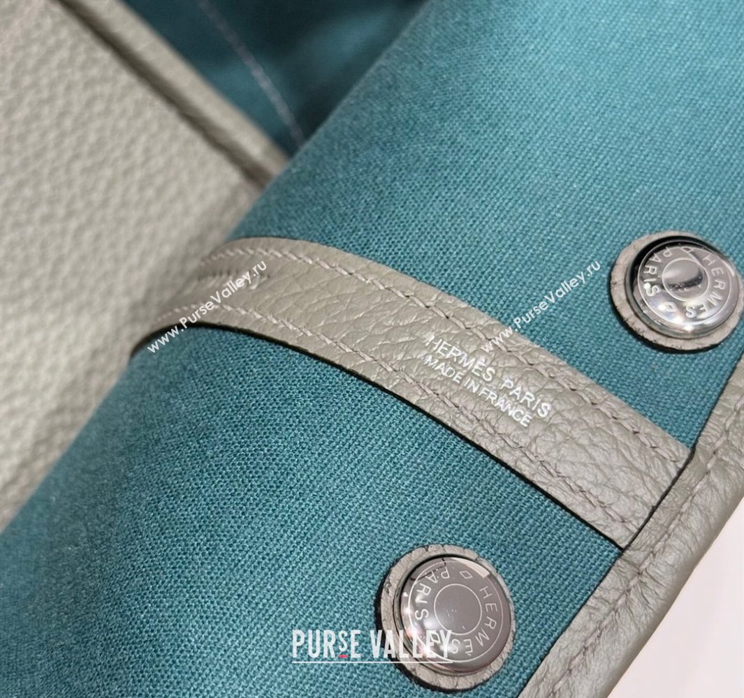 Hermes Garden Party Bag 30cm in Canvas and Grained Leather Cream Beige/Cloud Grey 2025 (Half Handmade) (FL-250522076)