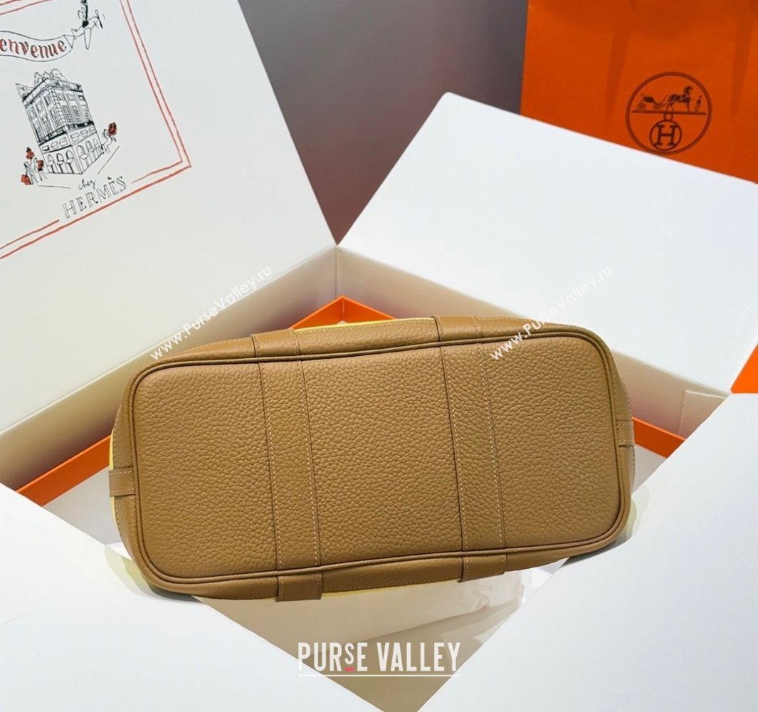 Hermes Garden Party Bag 30cm in Canvas and Grained Leather Naples Yellow/Biscuit 2025 (Half Handmade) (FL-250522077)