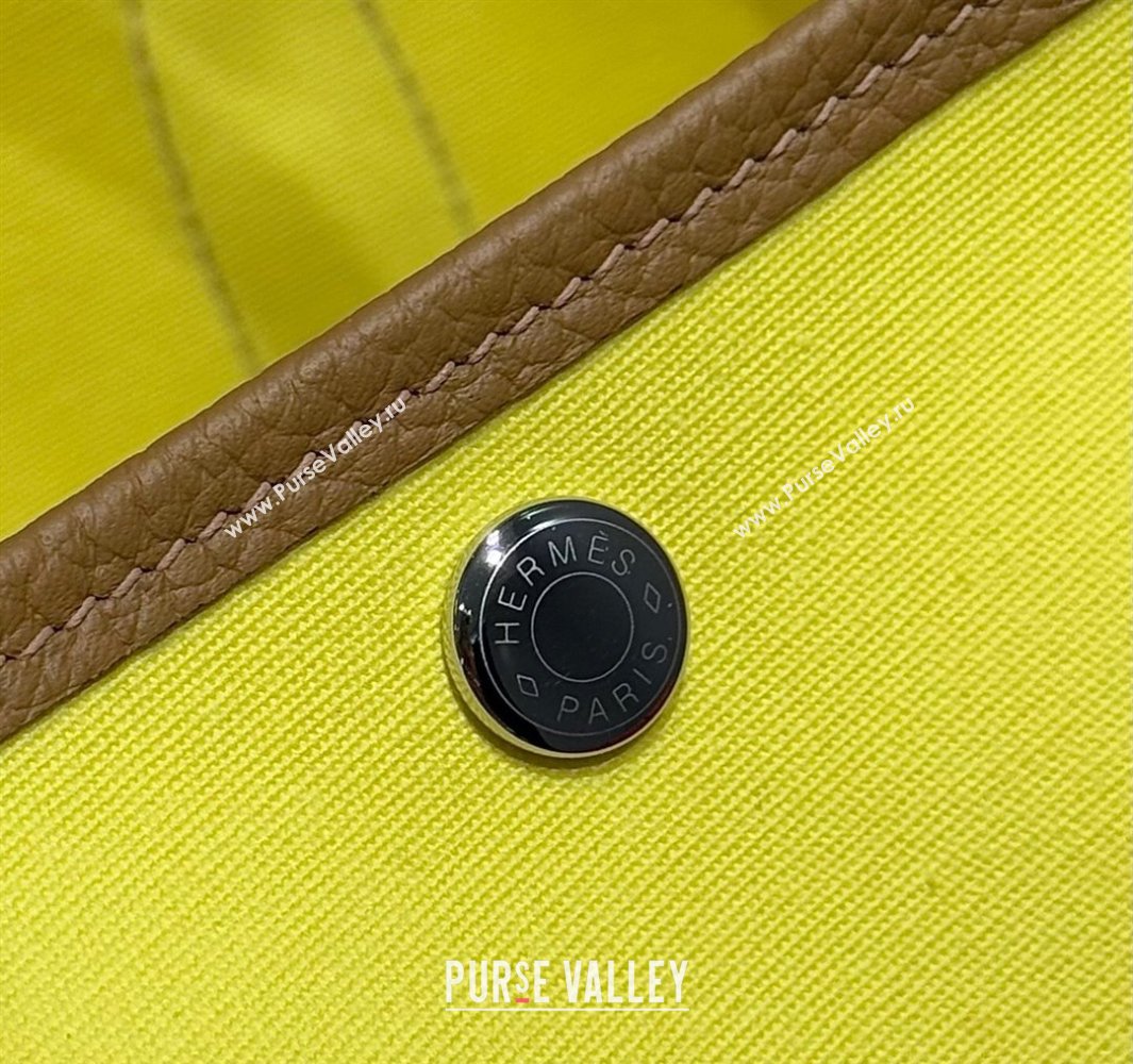 Hermes Garden Party Bag 30cm in Canvas and Grained Leather Naples Yellow/Biscuit 2025 (Half Handmade) (FL-250522077)