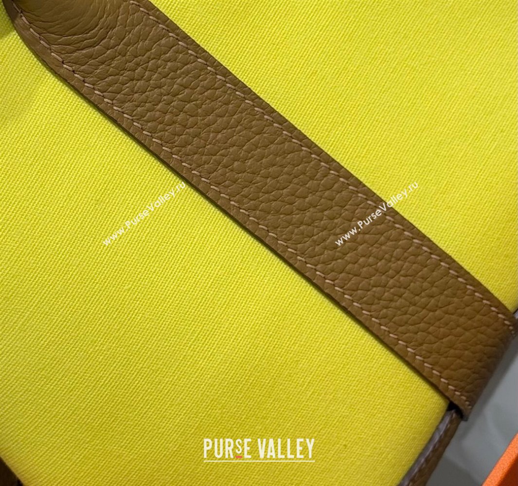 Hermes Garden Party Bag 30cm in Canvas and Grained Leather Naples Yellow/Biscuit 2025 (Half Handmade) (FL-250522077)