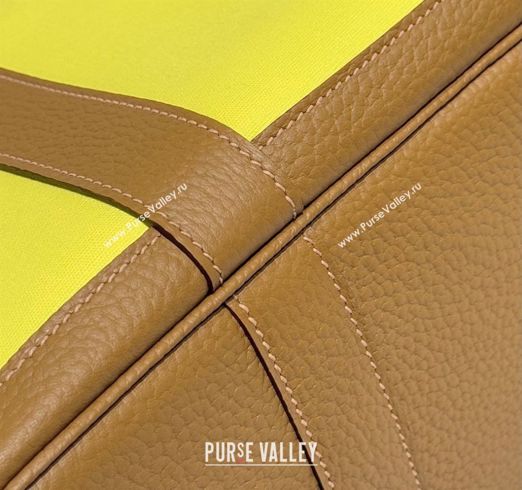Hermes Garden Party Bag 30cm in Canvas and Grained Leather Naples Yellow/Biscuit 2025 (Half Handmade) (FL-250522077)