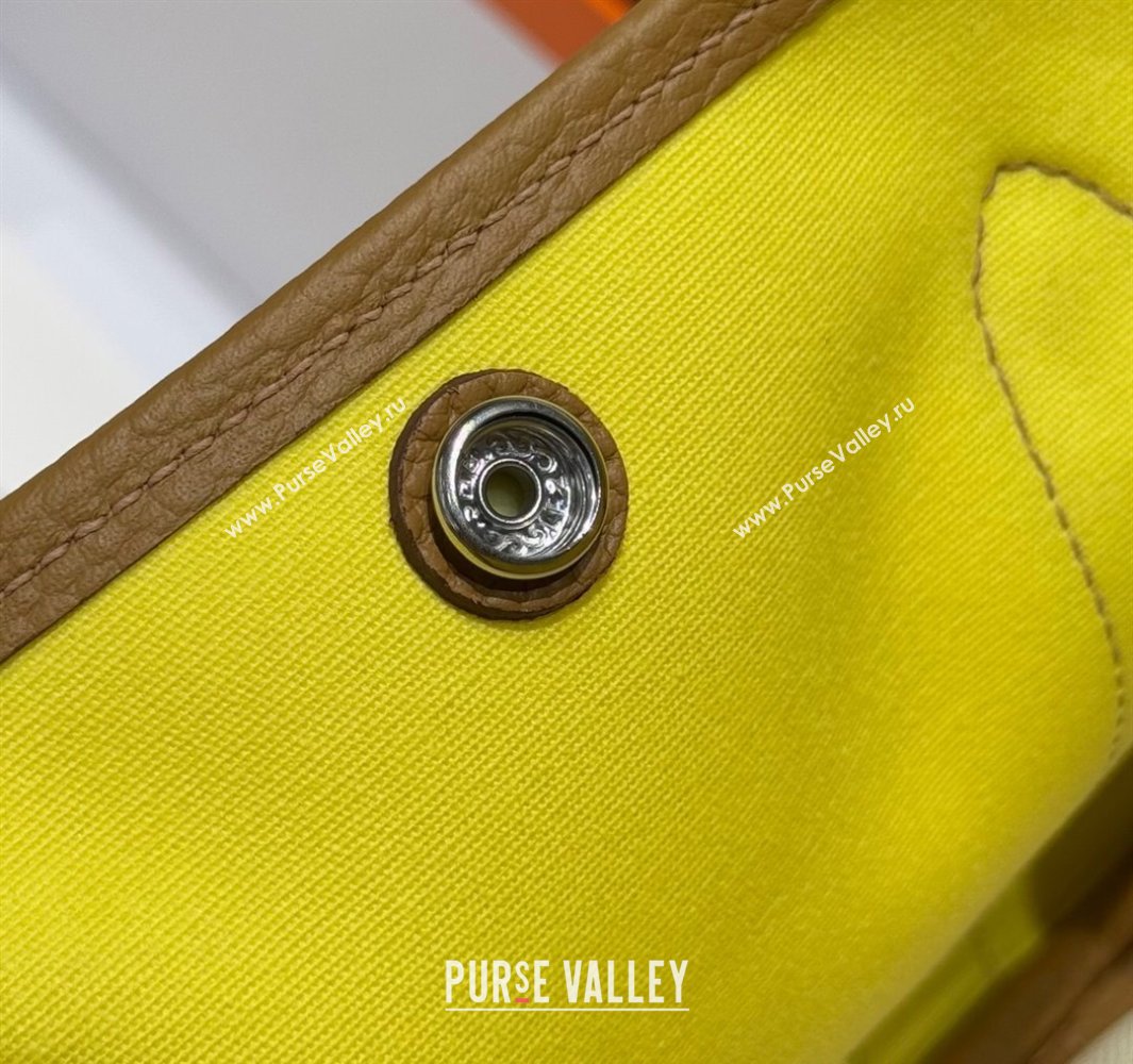 Hermes Garden Party Bag 30cm in Canvas and Grained Leather Naples Yellow/Biscuit 2025 (Half Handmade) (FL-250522077)