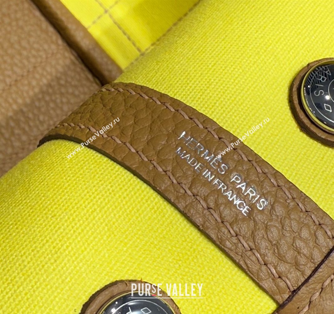 Hermes Garden Party Bag 30cm in Canvas and Grained Leather Naples Yellow/Biscuit 2025 (Half Handmade) (FL-250522077)