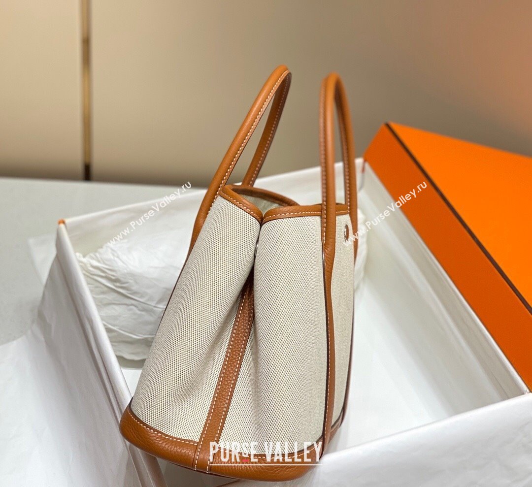 Hermes Garden Party Bag 30cm in Canvas and Grained Leather Beige/Brown 20250522 (FL-250522065)