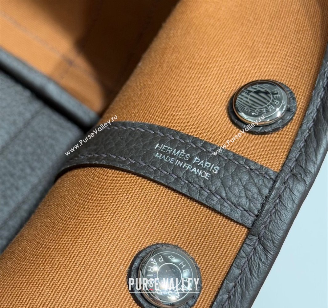 Hermes Garden Party Bag 30cm in Canvas and Grained Leather Prussia Blue/Ebony 2025 (Half Handmade) (FL-250522078)